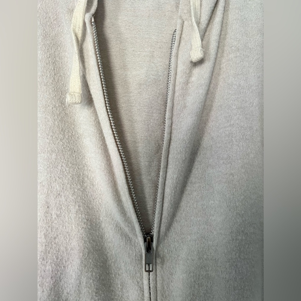 Off-White Zip Up Hoodie with Pink Stripes - Picture 5 of 8